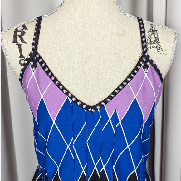 Billabong Spaghetti Strap Geometric Print Dress Black Blue Purple Large - Picture 11 of 15